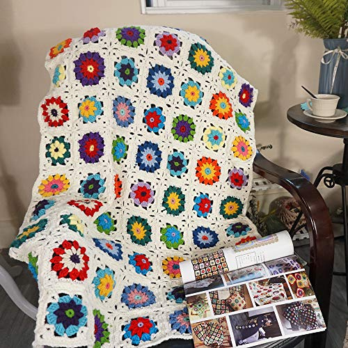 Handgefertigter quadratischer Überwurf für Oma, Häkeldecke, Pullover-Stil, Häkeldecke, Mehrfarbig, Boho-Reiseakzent, Dekor, Überwurf für Sofa, Schmusetuch, Couch, Bett, Liege, Wohnzimmer,