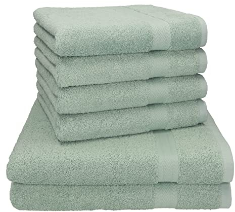 Betz Premium Handtuch-Set - 6 teiliges Handtücher-Set - 2X Duschtücher - 4X Handtücher - 50x100 cm - heugrün