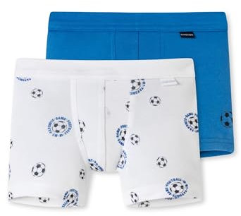 Schiesser Boys' 2 Pack Shorts with Soft Cuffs, Underwear, Fine Rib, 100% Organic Cotton, Size 92 to 140