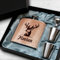 Pixelstudio Holz Flachmann mit Hirsch Gravur personalisiert mit Name! Mit Geschenkset als Männer Geschenk für Jäger persönlich. Hirsch Flachmann mit Gravur.