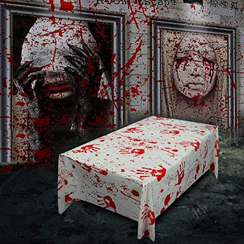 Halloween Tischdecke, 130x260 cm Blutige Tischdecke, Wasserdicht Blutige Tischdecke Halloween, Blutige Tisch-Decke Blut Halloween Horror Grusel gruslig Deko Karneval Fasching