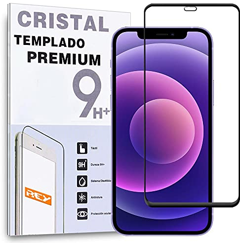 REY Verre Trempé 3D pour iPhone 12 (6,1) - IPHONE 12 Pro (6,1), Noir, Protecteur d'écran qualité supérieure, Protection Complète, 3D, 4D, 5D