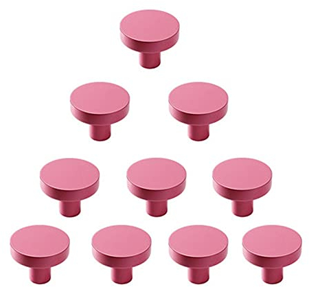 6/10 Stück Bunte Schubladenknopf, 30mm Einlochiger Moebelknauf, Schubladengriffe, Kommodenknöpfe Schubladen knöpfe Set, Möbelgriff, Knauf für Schrank Küche(Color:Pink,Size:10pcs)