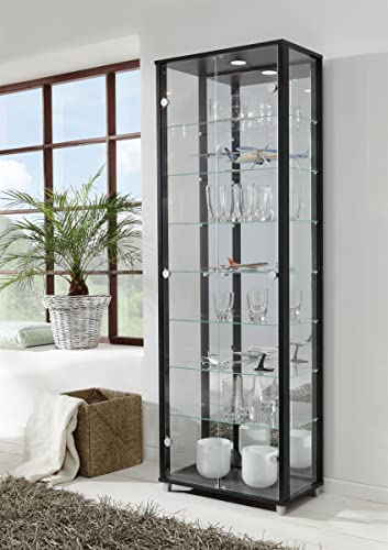 möbelando Vitrine Glasvitrine Standvitrine Vitrinenschrank Berlin VI Schwarz