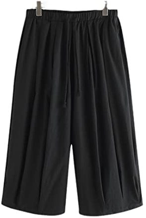 Herren-Hose mit weitem Bein, elastische Taille, Baumwolle, Jogger, Tanzhose, lockere Unisex, Plissee-Hose, Herren, Streetwear, Schwarz, XXXL