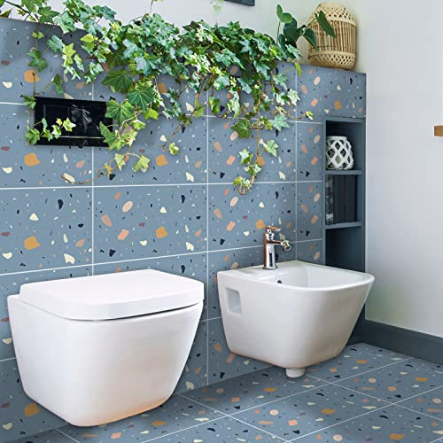 Fliesenaufkleber Bad 30x60cm Blauer Terrazzo Klebefliesen Küchenrückwand Folie Selbstklebende Fliesen Fliesenaufkleber Küche Badezimmer Fliesenfolie Vinyl Selbstklebend Wasserdicht