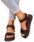 GLEYDY Sandales Femme été Décontractées Confortables Femmes Sandale Plateforme PU Cuir Antidérapant Poisson Bouche Sandales Plates Bout Ouvert Chaussures Plateforme,Noir,35