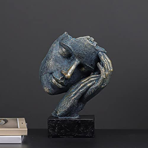 MANQILE Mode Vintage Gesicht Kunst Skulpturen Harz Charakter Figur Bronze Effekt Maske Statue Home Office Raumdekoration Zubehör