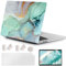MUSHUI 4 in 1 Custodia per Macbook Air M2 M3 M4 13,6 Pollici A2681 A3113 A3240, 2025 2024 2022 con Touch ID, Plastica Case Cover Rigida & Pellicola Tastiera & Proteggi Schermo, Marmo Verde