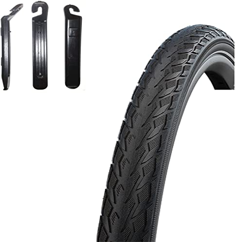 1 x Schwalbe Delta Cruiser Plus PunctureGuard E-25 Fahrradreifen mit Reflex Schwarz 40-622 (28 x 1.50) inkl. Reifenheber