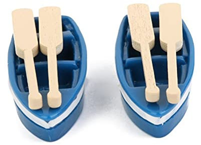 zalati Mini Bateau de Pêche avec Rame 2pcs Miniature Micro Paysage Bateaux avec Pagaies Ornements pour Jouet Maison Piscine Bâtiment Décor