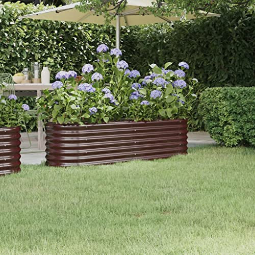 WIFESE Pflanzkübel Pulverbeschichteter Stahl 152x40x36 cm Braun Blumentopf Hochbeet Blumentopf Gross Hochbeet Metall PflanzküBel Groß AußEn BlumentöPfe Plant Box Blumentopf Hoch