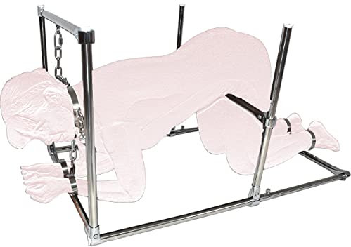 Honeylust Starrer Metall Bodenpranger - BDSM Fesselstange mit Handfessel, Fußfessel und Halsfessel - Erotik Bondage Sexspielzeug - Fetisch Sexmöbel (Damen)
