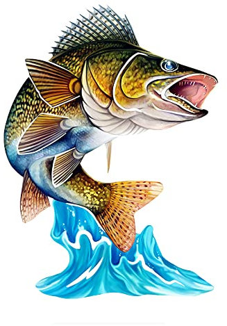 Dawasaru Cool Jumping Northern Hecht Zander Fisch Auto Aufkleber Wasserdicht Decal Truck Motorrad Auto Zubehör PVC, 15cm * 13cm