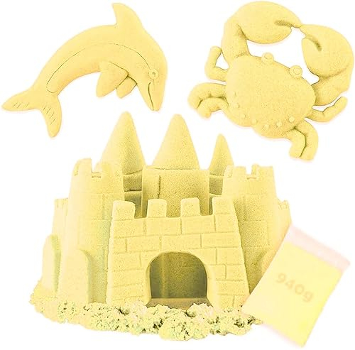 KOKOBOX Kinetischer Sand GELB Laborgeprüft Nachfüllpack Kinder 900g Sandkasten Bunter Magic Sand Kinder Magischer Sand Zaubersand Spielsand Kinetischer Sand Junges Sandknet Kinder ab 3 4 5 6 Jahre