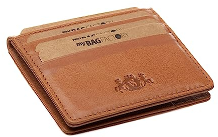 SID & VAIN kleine Kartenetui flach mit RFID Schutz echt Leder - kleine Geldbörse Kreditkartenhalter Earnest - mit münzfach kreditkartenetui - Ledergeldbeutel Herren Damen braun