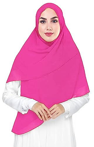 Lina & Lily Premium Chiffon Damen Muslim Hijab Kopftuch Schal Quadrat 145 x 145cm (Neon Rosa)