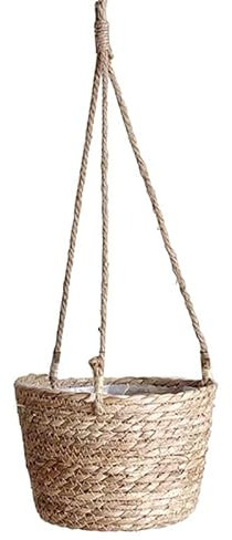 PEVSCO hängende Blumentöpfe Garten-Hängepflanzer Makramee-Pflanzen-Aufbewahrungskorb for den Innen- und Außenbereich, Blumentopfhalter, Pflanzenaufhänger, Heimdekoration (Color : Khaki)