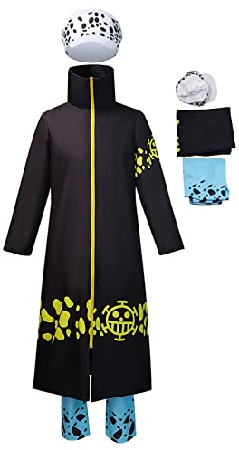 Alleyon Anime Cosplay Mantel Robe Law Kostüm Umhang mit Hat für Erwachsene M