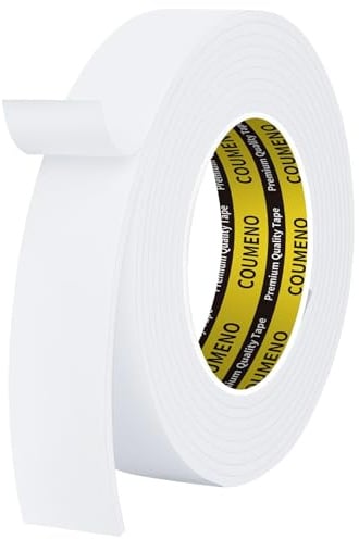 COUMENO Weißes Schaumstoff-Klebeband, 25mm x 5m, EVA-Dichtungsband | 3mm Einseitiges Selbstklebendes Moosgummi-Dichtungsband für Türen und Fenster, Wind-/Kälte-/Wärme-/Schall-/Kollisionsschutz