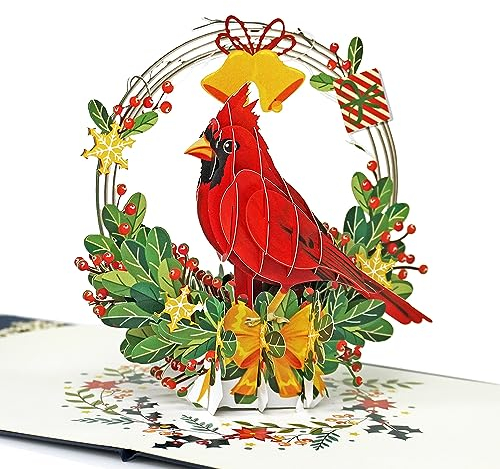 CUTPOPUP Kardinal – Weihnachtskarten 2024, Pop Up Karte Weihnachten, 3D Weihnachtskarten mit Umschlag, Weihnachtskarte (Cardinal) CN254 DE