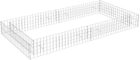 PRISSENT Gabion extérieur en acier galvanisé, 200 x 100 x 20 cm, gabions métalliques avec lit surélevé, clôture, jardin, cloison murale, décorations de patio, cours, remplies de roches de gravier
