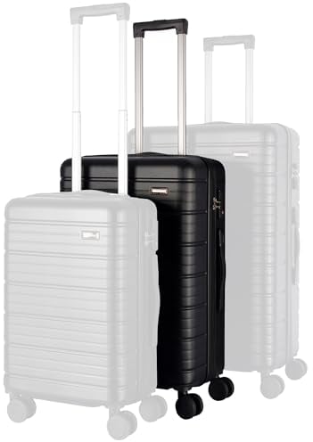 StahlHaus® Hartschalen Koffer 65,5 cm Reisekoffer – Rollkoffer Groß Schwarz Luxe – 4 Rollen TSA Zahlenschloß L 65x46x26 – Premium ABS+PC Mix Hartschale