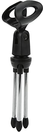 ASHATA Supporto per Microfono Treppiede da Scrivania, Supporto per Microfono da Tavolo Treppiede Pieghevole Portatile con Supporto per Clamp/Holder per Microfono, Supporto per Microfono da Tavolo