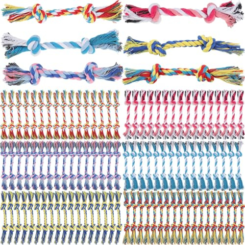 RoundFunny 100 Pcs Knot Rope Dog Toys Multi Color