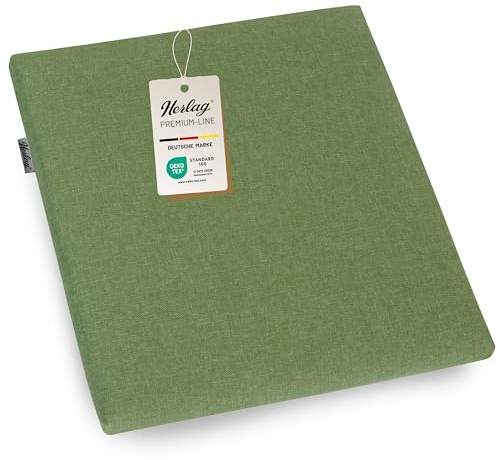 Herlag Hockerauflage Sunny 48x48x4cm | Wetterfestes Hockerkissen | Waschbarer Bezug | Wasserfest & UV-Schutz | Polster für Gartenhocker | Öko Tex 100 | 1 Polster | Oliv