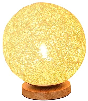 Milisten Rattan-Kugel-Tischleuchte Rattan-Leuchten weihnachtbeleuchtung weihnachtsbeleutung tischlampe Kugellichter Rattanlicht Dimmbar Kugellampe aus Rattan Bambus