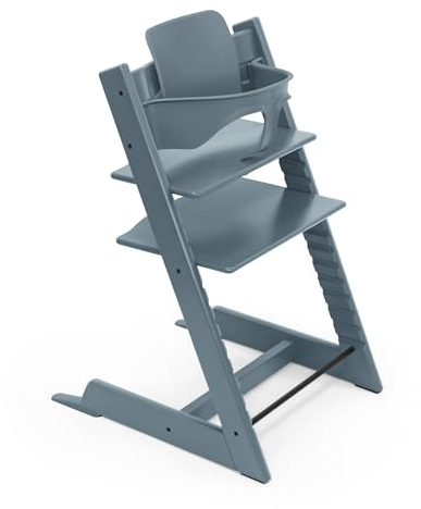 Stokke Tripp Trapp Hochstuhl, Fjord Blue - Inklusive Stuhl + Baby Set2 für Kinder von 6-36 Monaten - Verstellbar, ergonomisch & leicht zu reinigen