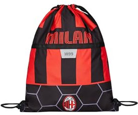 Seven AC Milan Fußball Rucksack - Path of Victory, Schwarz - Kordelzug, 37 x 47 cm