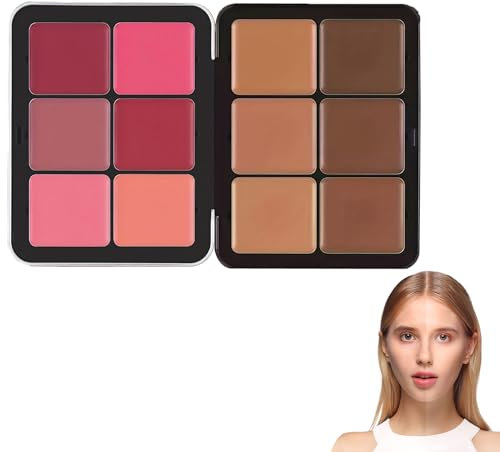 12 Color Blush Cream - Concealer Palette, Matte Blush Contour and Highlight Blush Palette, Waterproof and Long Lasting Blush Cream Makeup Palette (12-2)