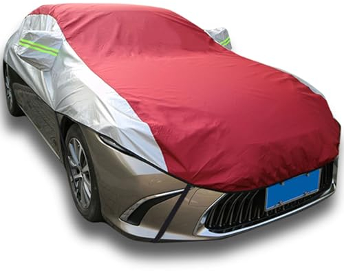 Halbe Autoabdeckung für Mercedes SLK,Halbgarage wasserdichte Staubdicht UV-Beständige Winddichte Kratzschutz,Windschutzscheibenabdeckung mit winddichten Riemen (Color : Red Silver)