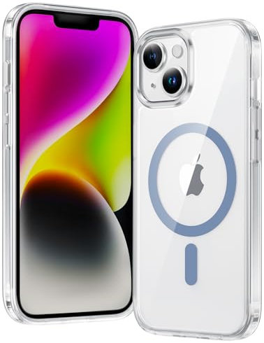 FNTCASE Transparente magnetische Schutzhülle für iPhone 14 / iPhone 13, magnetisch, militärische Qualität, Fallschutz, Anti-Vergilbung, robust, stoßfest, schützender Stoßfänger