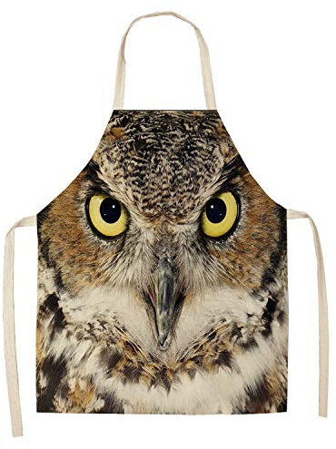 Kittelschürze Damen Eule Kochschürze Kinder Baumwolle Leinen Kinderschürze Verstellbare Kochschürze Damen Waschbar Schürze Kinder Herren Langlebig Küchenschürze Mädchen 38x47cm
