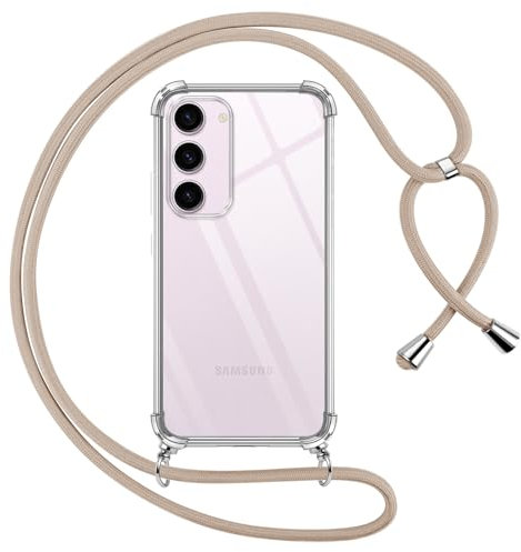 Pnakqil Coque pour Samsung Galaxy S23 5G avec Cordon, Transparente Silicone Housse avec Réglable de Collier Anti-Chute Etui pour Samsung S23, Ètuis à Bandoulière 6.1, Kaki