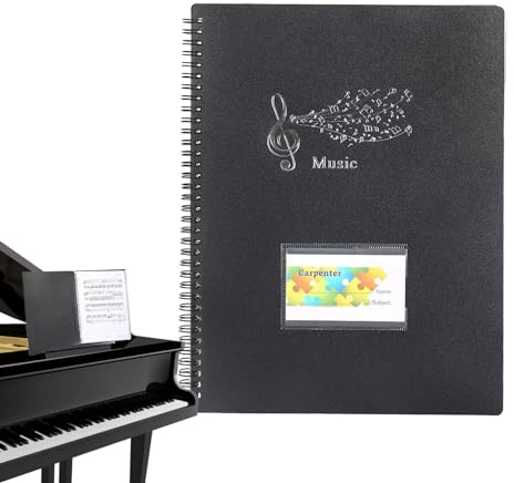 Classeur de partitions | Classeur A4 | Porte-partitions | 20 pages de musique | Classeur de partitions de musique | Organiseur de partitions de piano