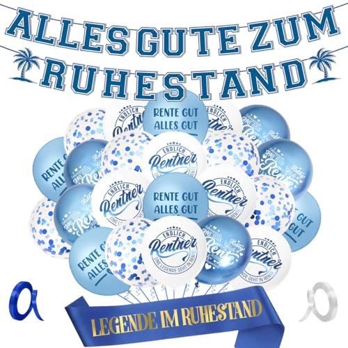 Ruhestand Deko, Rente Deko, Vormontiert Alles Gute Zum Ruhestand, Girlande Ruhestand, Rente Gut, Alles Gut Girlande, Luftballons Ruhestand, Renteneintritt Ruhestand Geschenke Für Männer