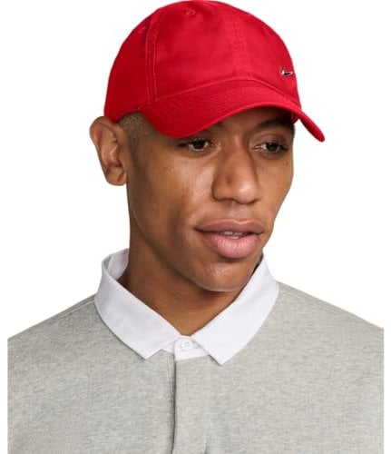 Nike Dri-Fit Club Unstrukturierte Metall-Swoosh-Cap, University Red/Metallic Silver, FB5372-657, S/M