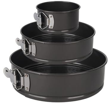 VOANZO Set di 3 teglie Rotonde per Dolci – Teglie a Cerniera antiaderenti da 4, 7 e 9 Pollici con Fondo Rimovibile, Ideali per Cheesecake, Torte, pizze e Quiche