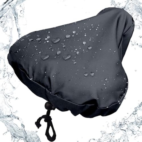 Fahrradsitzbezug - 27*24 Cm Fahrradsattel Regenschutz Mit Kordelzug,Fahrrad-sattelbezug Regen,Fahrradsitzbezug Vor Regen Aus Stoff Und PVC-Schicht,Regen Fahrradsattel Überzug Wasserdicht, Black