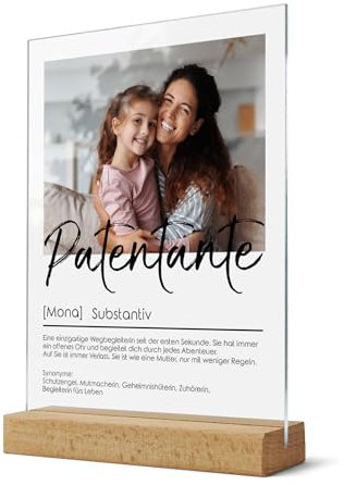CHRISCK design Wandbild Acrylglasbild Definition mit eigenem Foto als Geschenk für Patentante - personalisierte Geschenke für Patentanten - Wandbild Acryl Glasdeko für die Familie