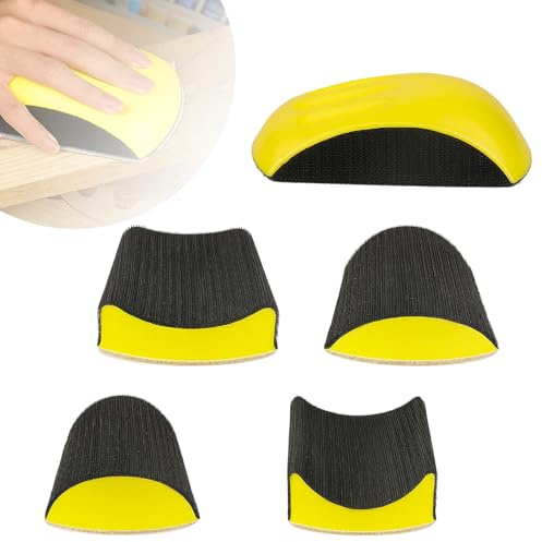 MOGRQAP 5 Stück 5 Zoll Manueller Schleifklotz Klett Handschleifer Set | Klettverschluss für schnellen Scheibenwechsel, für Holz Metall, Farbe und Spachtel, Ergonomisch für Feinschliff und Polieren