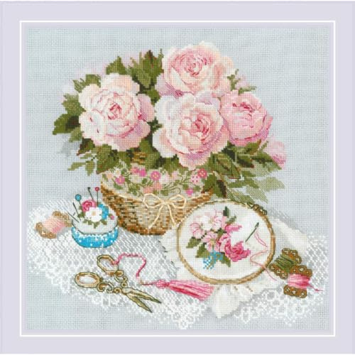 Riolis Kreuzstich Stickpackung Zeit zum Sticken, Zählmuster, 30x30cm