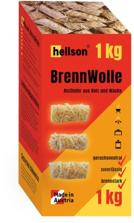 Premium BrennWolle - Anzünder aus Holz und Wachs, Grillen, Kamin, Lagerfeuer - MADE IN AUSTRIA - 100% nachhaltig, natürlich, Europäisches Holz, Europäische Norm für Anzündhilfen EN 1860-3:2023-08