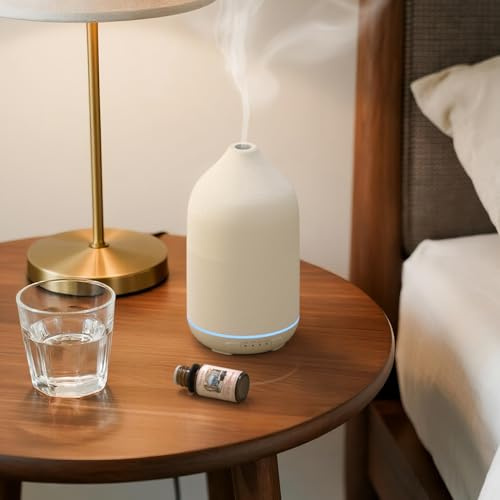 SALKING Aroma Diffuser Keramik Diffusor für Ätherische Öle 200ML | Duftöl Duftdiffusor Ultraschall BPA-Frei mit Einstellbarem Nebelmodus, Automatisch Power-Off Leise für Zuhause Büro Yoga Weiß