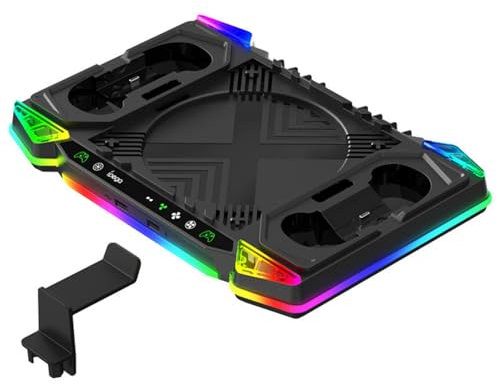 Qcbuegof Cooling Fan Charging Base Charging Station Cooling Systems for Series Console and Controller Gaming Accessories Headset Holder