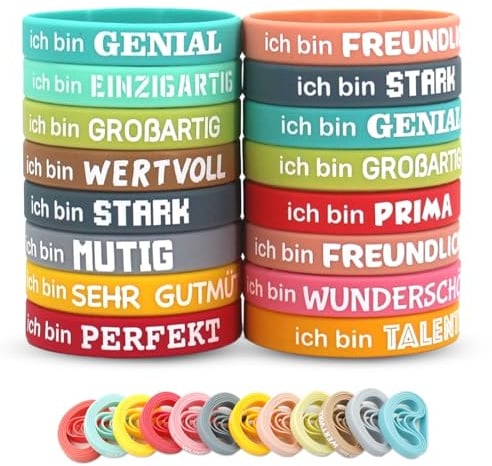 QINGYIWL 60 Stück Motivationsarmbänder Silikon Armbänder mit Sprüchen | Motivationsarmband Armbänder Motivation Motivierende Gummiarmbänder Party Mitgebsel für Teenager Schüler Kollege